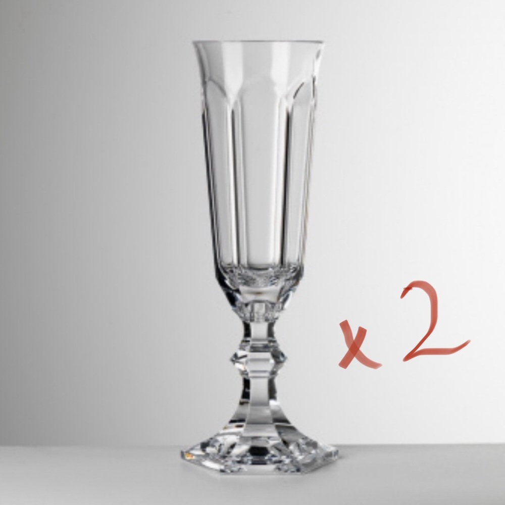 2 / New Mario Luca Giusti Dolce Vita Flute Glasses in Clear